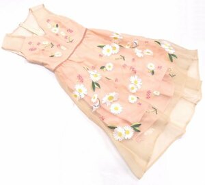  Chesty chesty One-piece no sleeve embroidery salmon pink One-piece embroidery pink auger nji-