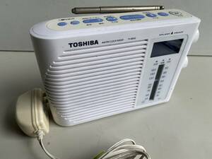 Mt178◆TOSHIBA 東芝◆ワイドFM対応 FM/AM防水クロックラジオ TY-BR30F オーディオ機器 ホワイト 動作品