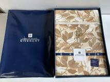 ⑯u766◆GIVENCHY ジバンシィ◆寝具 毛布 綿毛布 シングル用 サイズ140㎝×200㎝ 2265-65554-700 ベージュ系 草模様 30 贈答品 未使用 箱付_画像1