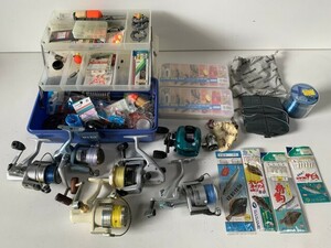 Nu618◆釣具 釣り道具◆フィッシング タックルボックス リール Daiwa/SHIMANO/RYOBI 錘 サビキ 釣糸 ウキ 天秤 マキエカゴ 等 まとめて