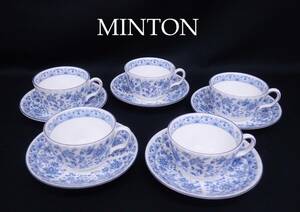 MINTON カップ＆ソーサー シャリマー SHALIMAR ブルー 5客セット ミントン E02142