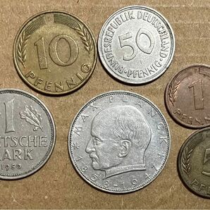 ドイツ　コイン　6種類セット　外国コイン　1マルク　2マルク　50ペニヒ　10ペニヒ　5ペニヒ　1ペニヒ　外国コインまとめ売り