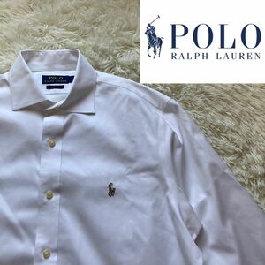 美品　ポロラルフローレン ビックサイズ ワイシャツ ポニー刺繍 白 長袖　 ボタンダウン　Ralph Lauren 