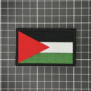 国旗　ベルクロワッペン　Palestine・パレスチナ・黒枠