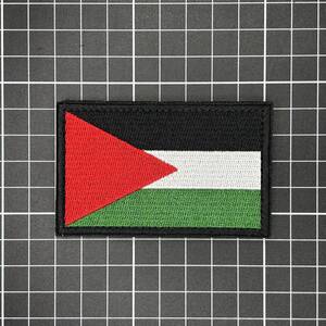 国旗　ベルクロワッペン　Palestine・パレスチナ・黒枠