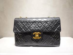 CHANEL マトラッセ34 ラムスキン ブラック ゴールド金具 ターンロック チェーンショルダーバッグ シリアルシール有り Gカード付き