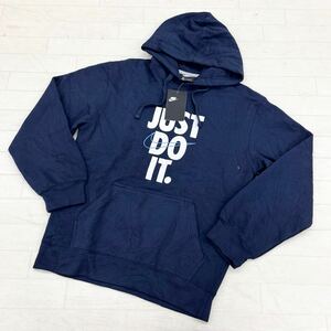 1370◎ 新品未使用 NIKE ナイキ トップス スウェット トレーナー パーカー 裏起毛 長袖 ビック ロゴ プリント　ネイビー メンズS