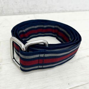 1402◎ BROOKS BROTHERS ブルックスブラザーズ 小物 ベルト 穴無し ボーダー カジュアル レッド グレー メンズM