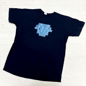 1406◎ USA製 ARMANI EXCHANGE アルマーニ エクスチェンジ トップス カットソー Tシャツ 半袖 ロゴ プリント ネイビー メンズL