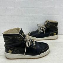 1374◎ Timberland ティンバーランド 靴 シューズ ハイカット スニーカー リアル レザー レースアップ ブラック メンズ4.5W_画像4