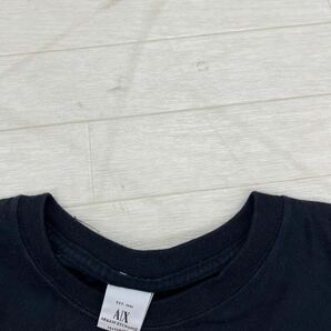 1406◎ USA製 ARMANI EXCHANGE アルマーニ エクスチェンジ トップス カットソー Tシャツ 半袖 ロゴ プリント ネイビー メンズLの画像4