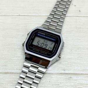 1402◎ CASIO ALARM CHRONO カシオ 1572 A168 小物 ファッション 時計 腕時計 デジタル ソーラー メタル バンド シルバー メンズ