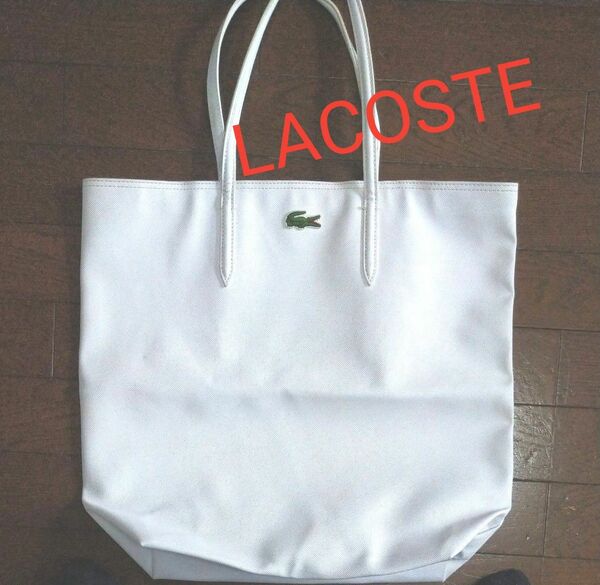 【ラコステ】LACOSTE トートバッグ PVレザーホワイト ユニセックス