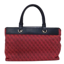 1円 ■ ボッテガヴェネタ トートバッグ レッド×ブラック系 キャンバス×レザー 総柄 お出掛け BOTTEGA VENETA ■E.Bii.hP-26_画像2