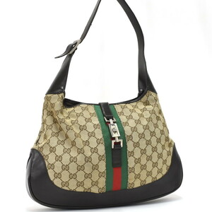 1円 ◆GUCCI グッチ ワンショルダーバッグ 001・3346 ジャッキー シェリーライン ウェブ GGキャンバス ベージュ◆〇K.Cmm.oN-16