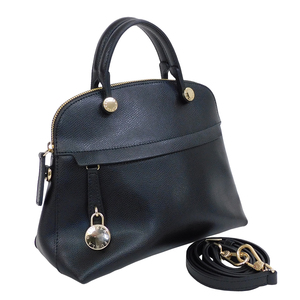 1円 ■ 美品 フルラ 2WAYバッグ ブラック系 レザー レディース 小さめ おでかけ おしゃれ FURLA ■E.Bgml.tI-23