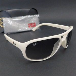 1円 ■ 美品 レイバン サングラス RB4124 ホワイト系 プラスチック ユニセックス お洒落 Ray・Ban ■E.Bll.hP-8