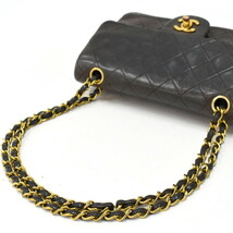 1円 ◎良品 CHANEL シャネル チェーンショルダーバッグ マトラッセ ココマーク レザー ブラック◎E.Dmii.bO-19_画像7