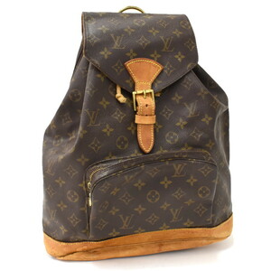 1円 ◆LOUIS VUITTON ルイヴィトン リュック モンスリGM M51135 モノグラム キャンバス ブラウン◆E.Cmm.hP-16