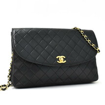 1円 ◎美品 CHANEL シャネル チェーンショルダーバッグ マトラッセ ココマーク ターンロック レザー ブラック◎E.Dsso.oR-13_画像1