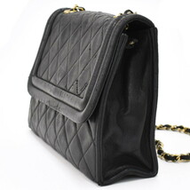 1円 ◎良品 CHANEL シャネル チェーンショルダーバッグ ココマーク マトラッセ タッセル レザー ブラック◎L.Cerm.hP-52_画像2