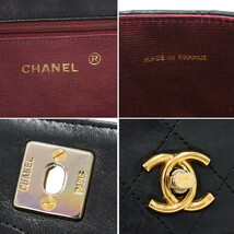 1円 ◎美品 CHANEL シャネル チェーンショルダーバッグ ダブルフラップ マトラッセ レザー ブラック ゴールド金具◎E.Dsmu.oT-11_画像9