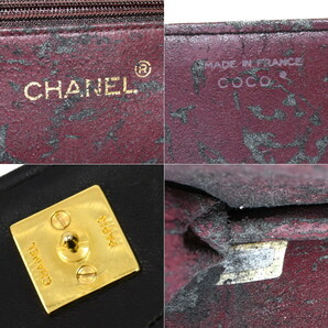 1円 ◎良品 CHANEL シャネル チェーンショルダーバッグ マトラッセ ココマーク ラムスキン レザー ブラック◎L.Cupr.tI-58の画像9