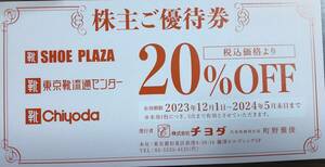 株式会社チヨダの株主優待券　２０％オフ券　東京靴流通センター等