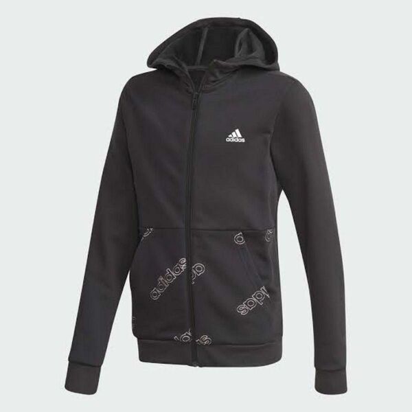 【adidas】フルジップパーカー　ジャージ　上着 【150】ジャケット　BLACK 美品
