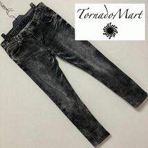 TORNADO MART■ナバホ デニム 製品加工 ストレッチ スキニー パンツ L ブラックグレー トルネードマート 定価29480円 TPT-7204_画像1