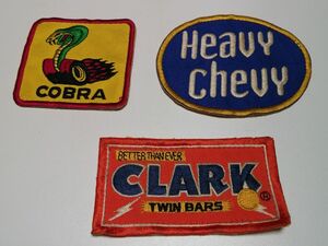【ダメージ品／ジャンク】ワッペン3個セット「COBRA」「Heavy chevy」「CLARK TWIN BARS」