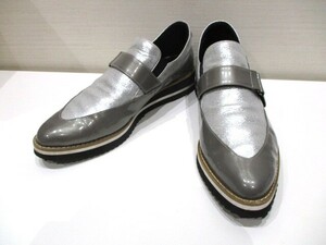 u... enamel leather leather shoes shoes pumps size 24 free shipping silver × gray 