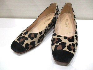 fre ska FRESCA Ginza yo shino ya leopard print leather shoes leather pumps free shipping 