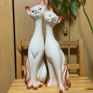 かわいい猫の置物セット　陶器　47センチ　インテリア　オブジェ