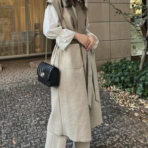 【Amiur】stand collar long vest