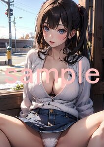 J687 制服 下着 オリジナルイラスト 女子高生 同人 光沢高品質 A4 美少女 美乳 美尻 イラストアート ポスター セクシーアート フェチ