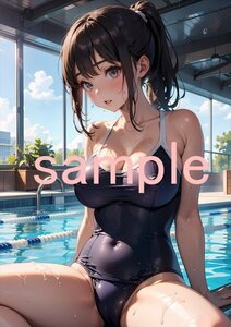 J711 水着 オリジナルイラスト 女子高生 同人 光沢高品質 A4 美少女 美乳 美尻 イラストアート ポスター セクシーアート フェチ