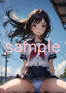 J728 制服 下着 オリジナルイラスト 女子高生 同人 光沢高品質 A4 美少女 美乳 美尻 イラストアート ポスター セクシーアート フェチ