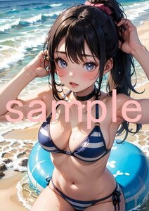 J773 水着 オリジナルイラスト 女子高生 同人 制服 下着 巨乳 美尻 光沢高品質 A4 美少女 アニメイラストアート ポスター セクシー フェチ