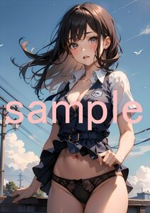 J766 制服 オリジナルイラスト 女子高生 同人 制服 下着 巨乳 美尻 光沢高品質 A4 美少女 アニメイラストアート ポスター セクシー フェチ