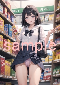 J493 制服 下着 オリジナルイラスト 同人 巨乳 美尻 光沢高品質 A4 美少女 アニメイラストアート ポスター セクシーアート フェチ