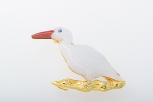 K18 quartz * diamond brooch ( bird motif ) product number 8-226