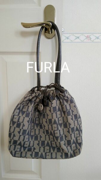 お値下げ！！FURLA トートバッグ ショルダーバッグ キャンバスデニム風 レザー使用