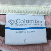 Columbia コロンビア 半袖ポロシャツ ライトピンク×ブラウン ボーダー 総柄 レディース S ゴルフウェア_画像3