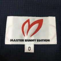 MASTER BUNNY EDITION マスターバニー 半袖ポロシャツ ネイビー×蛍光イエロー 一部花柄 チェック織生地 レディース 0(S) ゴルフウェア_画像4