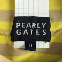 【美品】PEARLY GATES パーリーゲイツ 長袖ハイネックシャツ イエロー×ベージュ ボーダー柄 総柄 レディース 0(S) ゴルフウェア_画像4