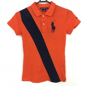 [ прекрасный товар ]Ralph Lauren Ralph Lauren Golf рубашка-поло с коротким рукавом красный × темно-синий большой po колено bai цвет женский XS Golf одежда 