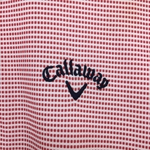 Callaway キャロウェイ 半袖ポロシャツ レッド×白 チェック ストレッチ メンズ M ゴルフウェア_画像3