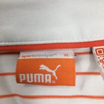 プーマ 半袖ポロシャツ オレンジ×白 ボーダー ストレッチ 総柄 メンズ XL ゴルフウェア PUMA_画像3