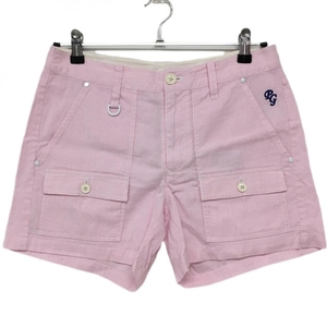  Pearly Gates шорты розовый × белый маленький полоса несколько карман женский 1(M) Golf одежда PEARLY GATES